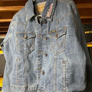 Wrangler x Colosseum Oklahoma Sooners Retro Button-Up Denim Jacket Women  Lg NWT